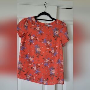 Floral Women's Top in Vibrant Orange